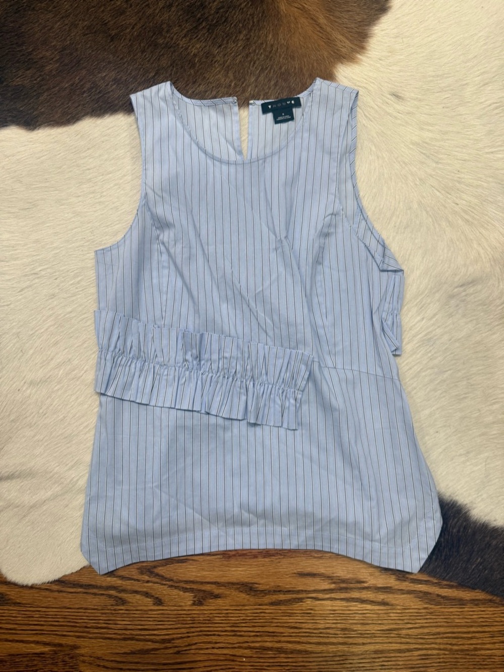 Trouvé light Blue Pinstripe Ruffle Sleeve Sleeveless Top